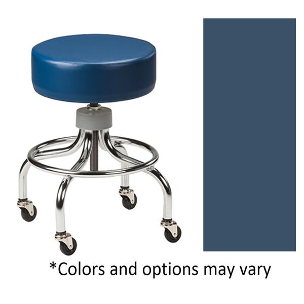 Clinton Industries. Stool Exam Chrome Series Royal Blue 2" Rubber Wheels Backless 4 Leg Each - 2102-3RB