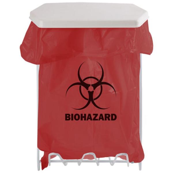 Bowman Medical Products Holder Biohazard 9-1/2X12-7/8X6-1/4" 1Gal Coated-Wire/Abs Plastic White Ns Ea - MW-001