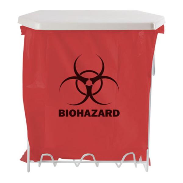 Bowman Medical Products Holder Biohazard 10X14-3/4X7-1/2" 3Gal Coated-Wire/Abs Plastic White Ns Ea - MW-003