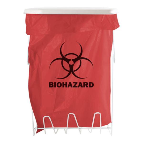 Bowman Medical Products Holder Biohazard 11-1/4X18-3/4X7-1/2" 5Gal Coated-Wire/Abs Plastic White Ns Ea - MW-005