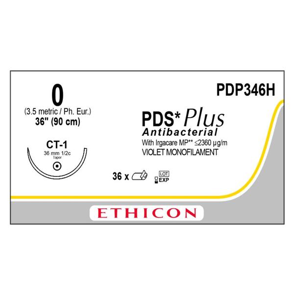 Ethicon Inc,a J & J Company Suture 0 Triclosan, Polydioxanone Ct-1 Pds Plus Violet 36" Monofilament 36/Bx - PDP346H