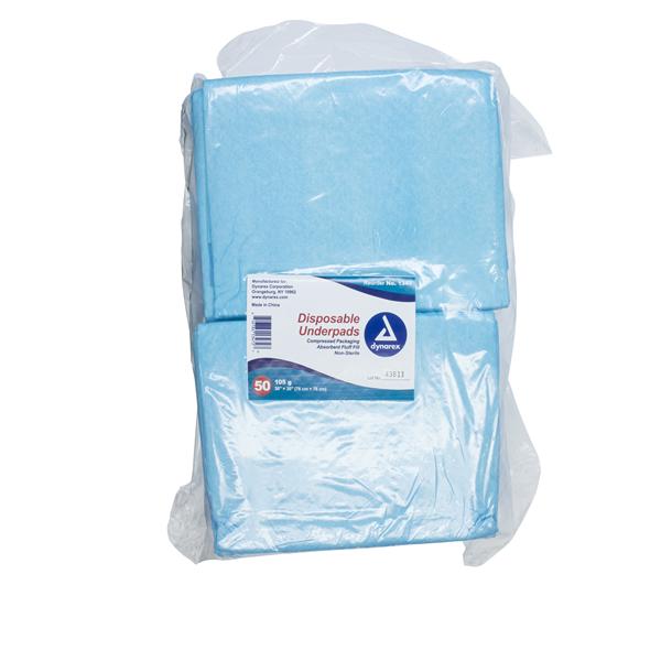 Dynarex Corporation Underpad Unisex _ 30X30" High White/Blue 100/Ca - 1347