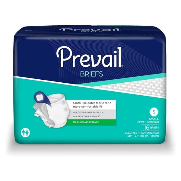 First Quality Products Brief Prevail Adult Unisex Small 20-31" Moderate-Heavy Odor Guard White 96/Ca - PV-011