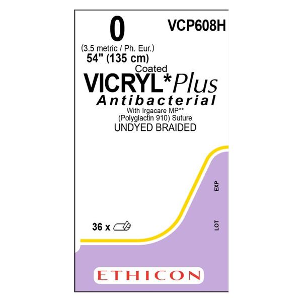 Ethicon Inc,a J & J Company Suture 0 Tcs/Pg910 No Needle Coated Vicryl Plus Undyed 54" Braid 36/Bx - VCP608H