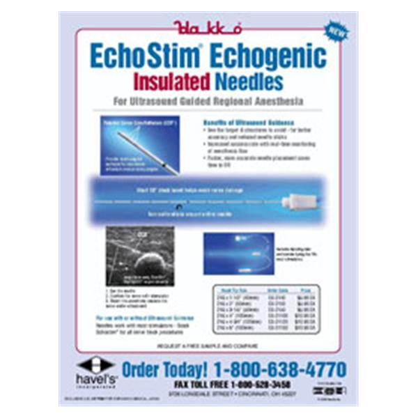Hakko Needle 21Gx4 Echostim Ultrasound Ins Ecgnctp 1Cm Calibrations Cnvntnl Each - ES-21100