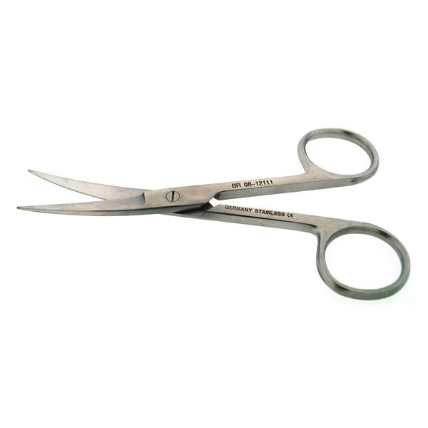 BR Surgical, Scissors Operating 4-1/2" Sharp/Sharp Smooth Curved Stainless Steel Ea - BR08-12111