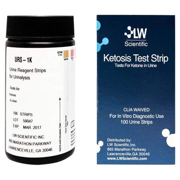 LW Scientific Ketone Urinalysis Test Strip Clia Waived 100 Count 12Bt/Ca - URS-01PR-KE77
