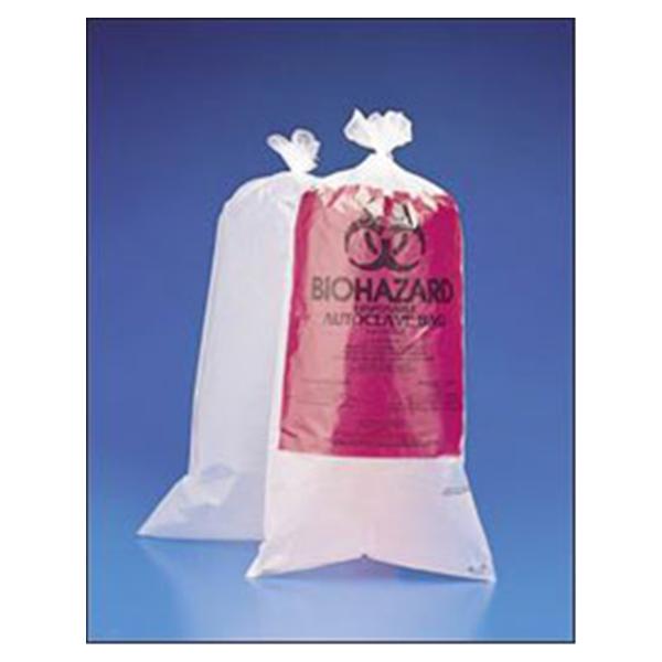 Bel-Art Products Bag Biohazard 24X30" 10-12Gal W/ Indctr Pp Rd/Clr 1-1/2Mil Symbl Atoclv 100/Box - F131610009