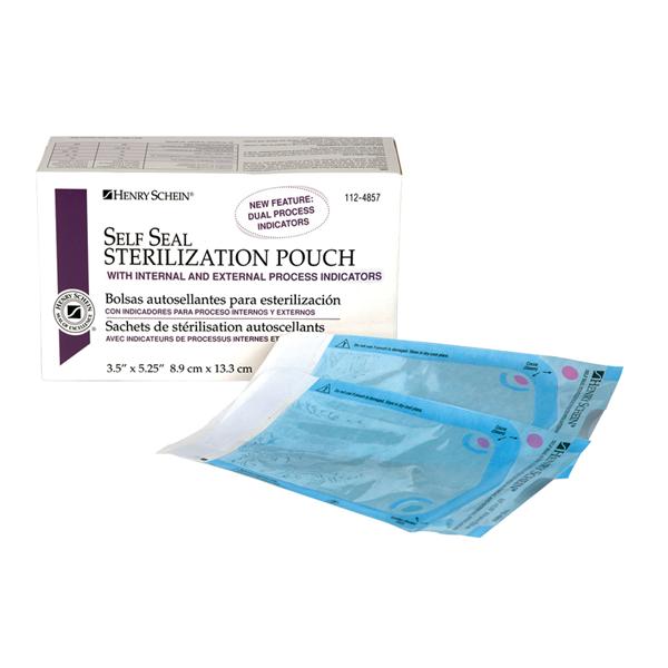 Henry Schein Pouch Sterilization Selfseal 3.5 In X 5.25 In Blue / White Latex Free 200/Bx, 6 Bx/Ca - 1124857