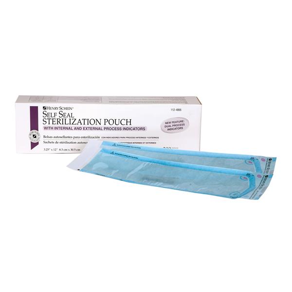 Henry Schein Pouch Sterilization Selfseal 3.25 In X 12 In Blue / White Latex Free 200/Bx, 6 Bx/Ca - 1124866