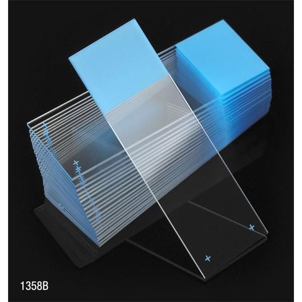 Globe Scientific Diamond Frosted Microscope Slide 3X1" Blue W/ +Chrg/90D Grounded Edg 72X20/Ca - 1358B
