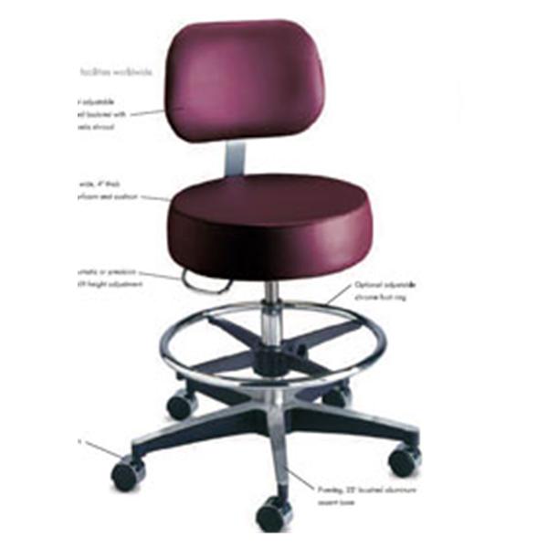 Brewer Company Stool Exam Century Series Black Casters Adjustable Backrest 5 Leg Ea - 11001BVFR-DAV013