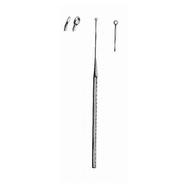 BR Surgical, Curette Ear Buck 6-1/2" #1 Blunt Loop Tip Angled German Stainless Steel Ea - WG44-12001