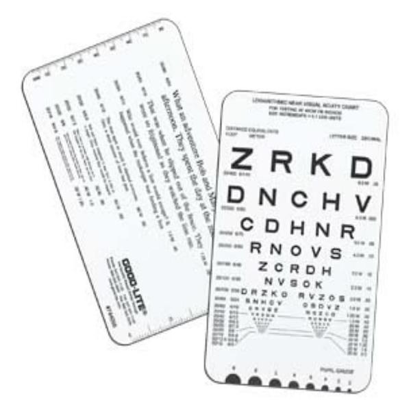 Good-Lite Co Card Near Vision/Illiterate Vision Testing 16" Testing Distance 3-1/4X6-1/4" Ea - 744000