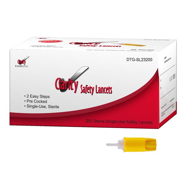 Diagnostic Test Group Lancet Clarity 23Gx2.2Mm 40-60Ul Flow Sterile White Incision Device 100/Bx - DTG-SL23100
