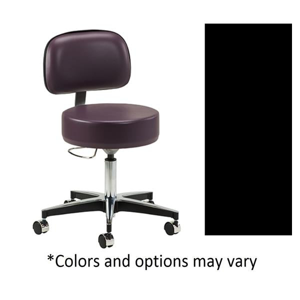 Clinton Industries. Stool Exam Premier Series Black Casters Backrest 5 Leg Ea - 2156-21-3BK