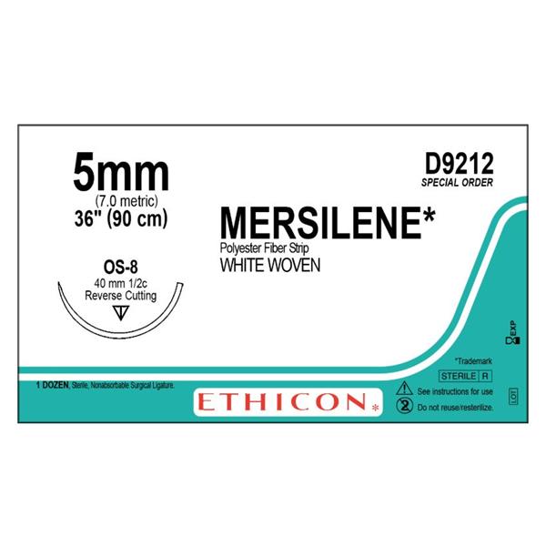 Ethicon Inc,a J & J Company Suture 5Mm Polyester Woven Tape Os-8 Mersilene White 1X36" Braid 12/Bx - D9212
