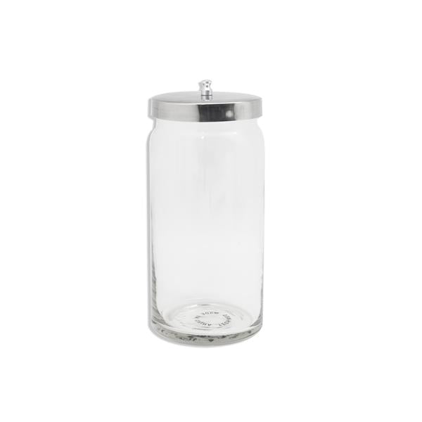 Dukal Corporation Jar Applicator 7X3" Clear Glass With Stainless Steel Lid 6/Case - 4017