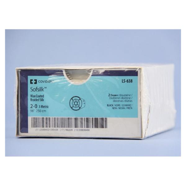 Medtronic MITG-Covidien Suture 2-0 Silk No Needle Sofsilk Black 98" Braid 24/Ca - LS638