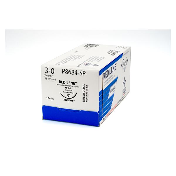 Myco Medical Supplies Suture 3-0 Polypropylene Mfs-1 Reli Redilene Blue 18" Monofilament 12/Bx - P8684-SP