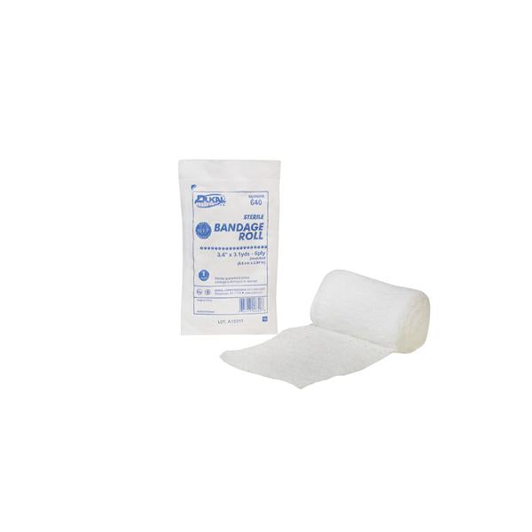 Dukal Corporation Bandage 3.5"X3.6Yd Gauze Cotton Fluff Roll White Lf Sterile Ea, 96 Ea/Ca - 640