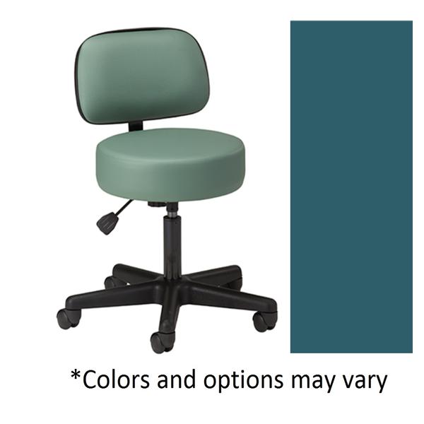 Clinton Industries. Stool Exam Standard Series Slate Blue 2.5" Casters Backrest 5 Leg Ea - 2135-21-3SB