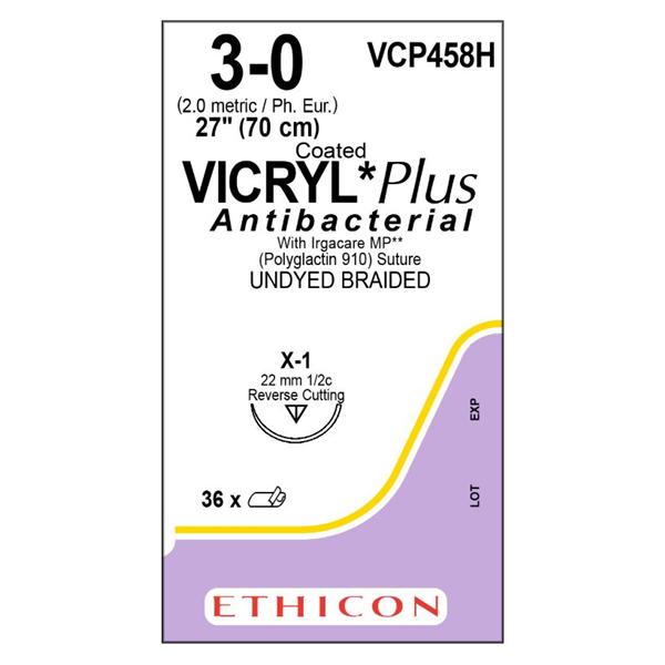 Ethicon Inc,a J & J Company Suture 3-0 Tcs/Pg910 X-1 Coated Vicryl Plus Undyed 27" Braid 36/Bx - VCP458H