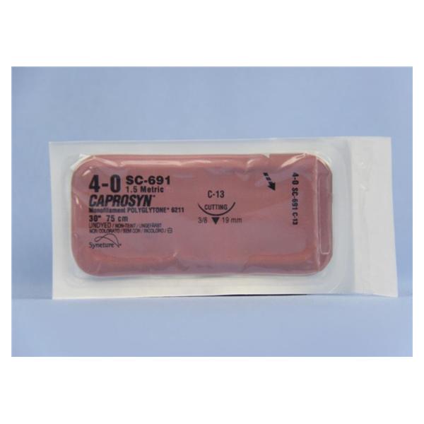 Medtronic MITG-Covidien Suture 4-0 Glycolide/Lactide C-13 Caprosyn Undyed 30" Monofilament 36/Ca - SC691
