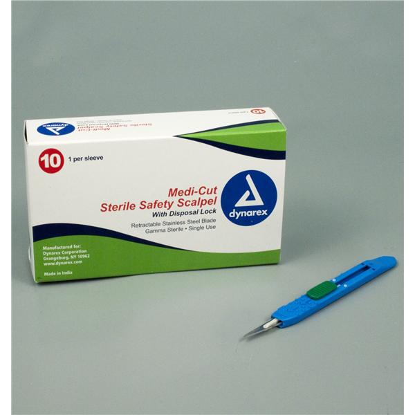 Dynarex Corporation Scalpel Medicut #11 Safety Sterile Disposable 10/Bx - 4161