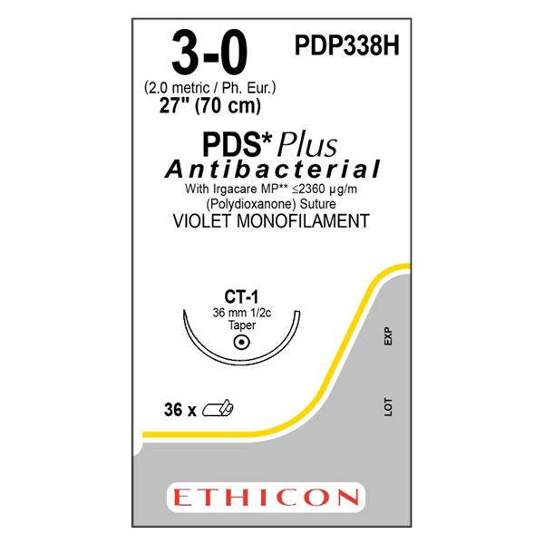 Ethicon Inc,a J & J Company Suture 3-0 Triclosan, Polydioxanone Ct-1 Pds Plus Violet 27" Monofilament 36/Bx - PDP338H