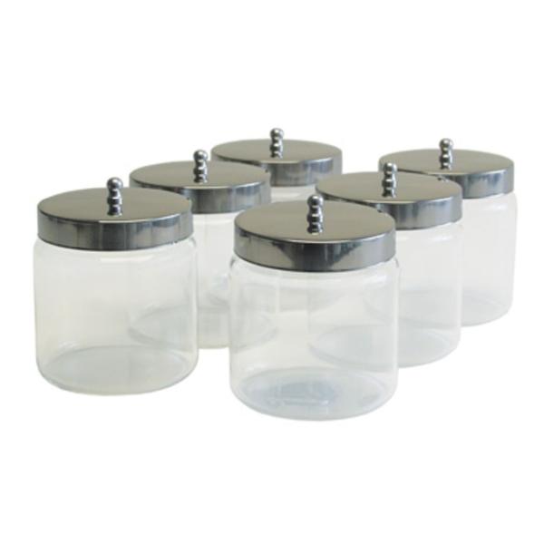 Graham-Field/Everest &Jennings Jar Dressing 4X4" Clear Glass With Stainless Steel Cover Ea, 6 Ea/Ca - 3461