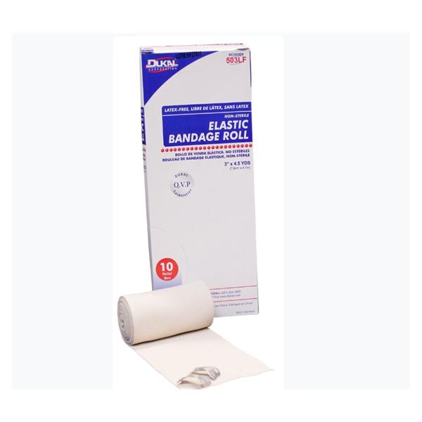 Dukal Corporation Bandage 3"X4.5Yd Stretch Elastic 2 Clip Closure Tan Lf Non-Sterile 10X5/Ca - 503LF