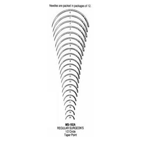 Miltex-Integra Needle Surgical Size 18 1/2 Circle Needle Stainless Steel Regular 12/Bx - MS192A-18