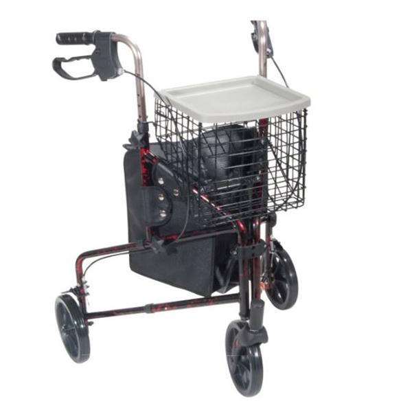 Drive Medical Designs Rollator Deluxe 300Lb Capacity Red 7.5" Casters 24X25X31-38" Lplk Brk Adult Ea - 10289RD