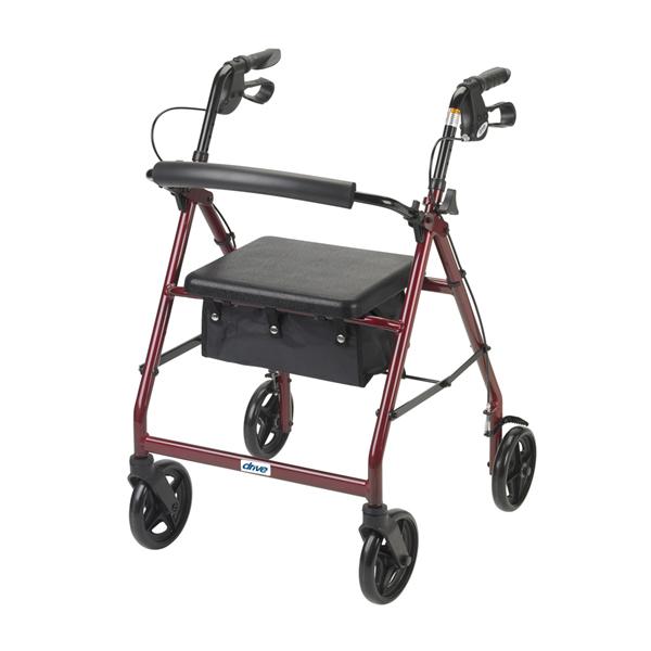 Drive Medical Designs Rollator Walker 300Lb Capacity Blue 7.5 Cstr 28X24X33-38" Dlx Lplk Brk Adlt Ea - R728BL