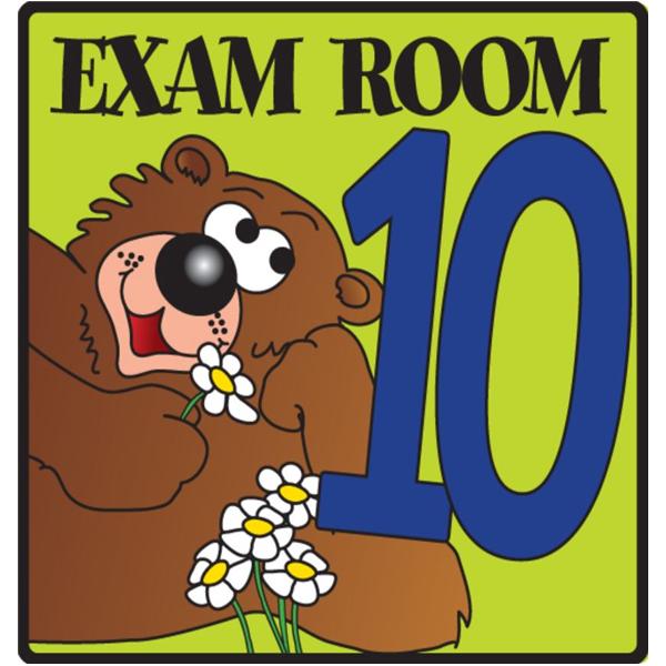 Clinton Industries. Sign Exam Room 5-1/2X5-1/2" Flat Surface Mount Bear/Green Plastic Ea - EX10