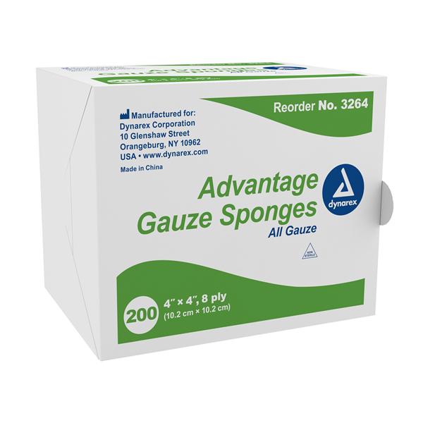 Dynarex Corporation Sponge Gauze Irrisept Or 100% Cotton 4X4" 8 Ply Non-Sterile Lf 4000/Ca - 3264