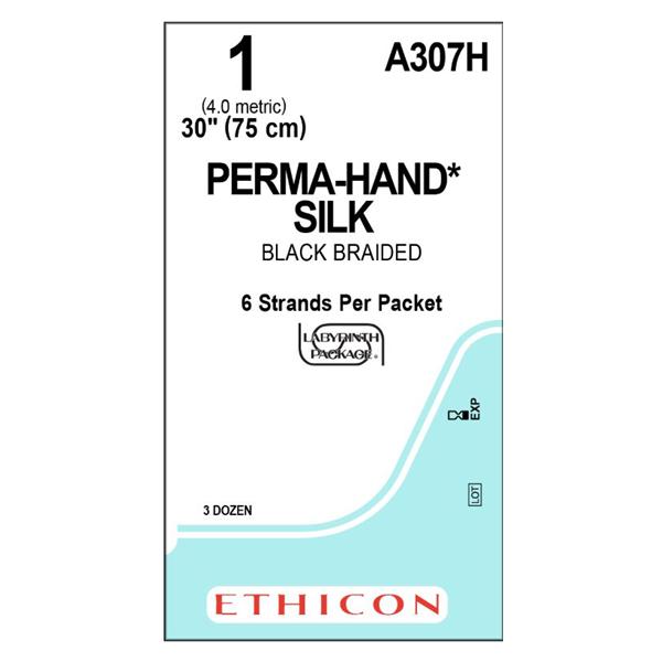 Ethicon Inc,a J & J Company Suture 1 Silk No Needle Perma-Hand Black 30" Braid 36/Bx - A307H