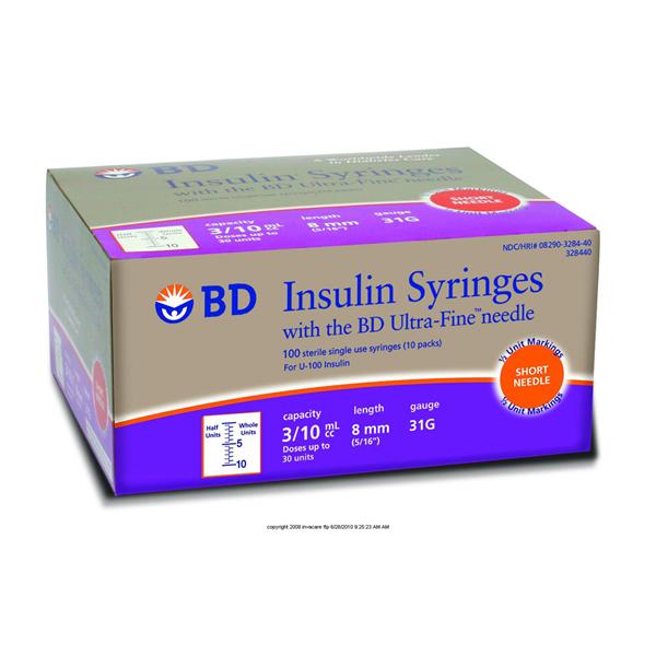 Becton-Dickinson Syringe/Needle 0.3Cc 31Gx6Mm Ultra-Fine Insulin Conventional 500/Ca - 324910
