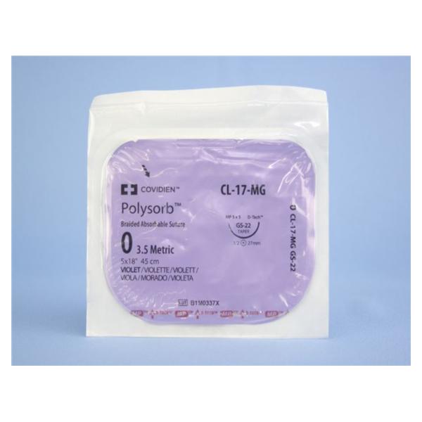 Medtronic MITG-Covidien Suture 0 Polyester Gs-22 Polysorb Violet 18" Braid 12/Ca - CL17MG