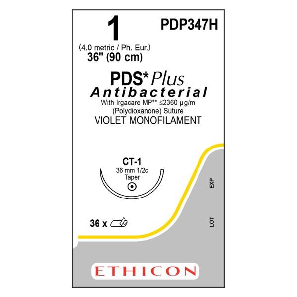 Ethicon Inc,a J & J Company Suture 1 Triclosan, Polydioxanone Ct-1 Pds Plus Violet 36" Monofilament 36/Bx - PDP347H