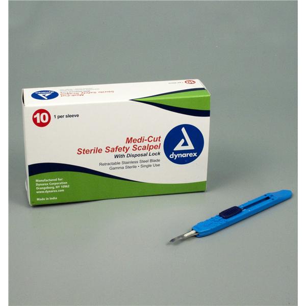 Dynarex Corporation Scalpel Medicut #15 Safety Sterile Disposable 10/Bx - 4165