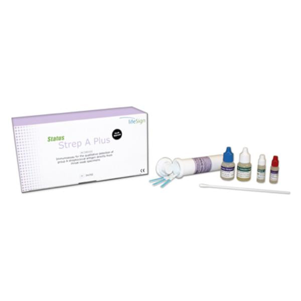 Lifesign Status Strep A+ Test Kit Clia Waived W/ +/- Cntrl 50 Tests 50/Bx - 34250