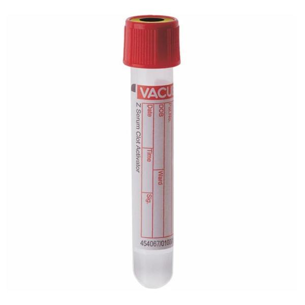 Greiner Vacuette Tube Ven Bc Vacuette 4Ml 13X75 Plstc Z Srm Clt Actvtr Rd/Ylw 50/Pk, 24 Pk/Ca - 454067P