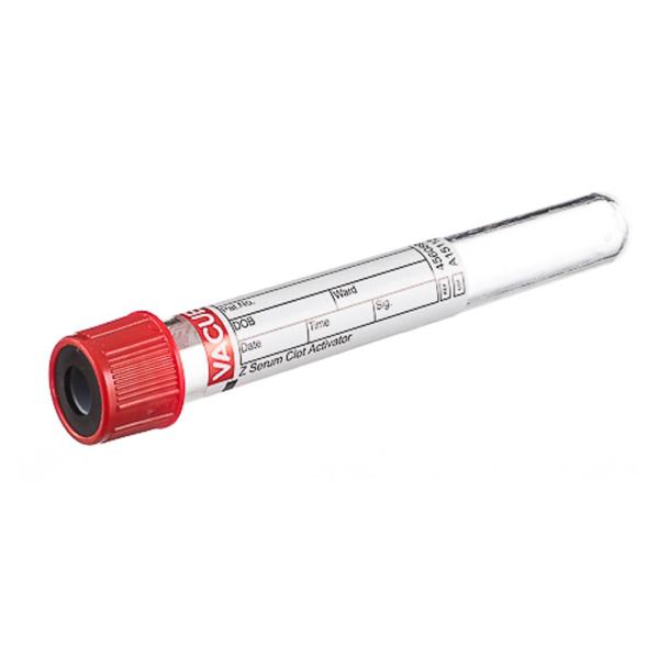 Greiner Vacuette Tube Ven Bc Vacuette 6Ml 13X100 Plstc Srm Clt Actvtr Rd/Blk 50/Pk, 24 Pk/Ca - 456089