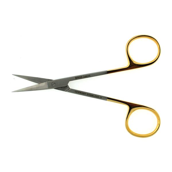 BR Surgical, Scissors Iris 4-1/2" Sharp/Sharp Smooth Straight Tungsten Carbide Ea - BR08-34411