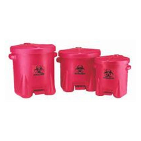 Eagle Group Container Biohazard Eagle Hdpe 14Gal Step-On Pedal Lid Red/Black Round Each - 18880C