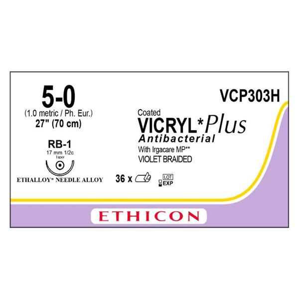 Ethicon Inc,a J & J Company Suture 5-0 Tcs/Pg910 Rb-1 Coated Vicryl Plus Violet 27" Braid 36/Bx - VCP303H