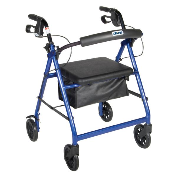 Drive Medical Designs Rollator Walker 300Lb Capacity Red 6Whl 27.5X24.5X32-37" Dlx Lplk Brk Adlt Ea - R726RD