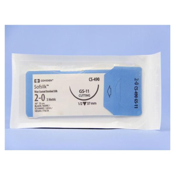 Medtronic MITG-Covidien Suture 2-0 Silk Gs-11 Sofsilk Black 30" Braid 36/Ca - CS490